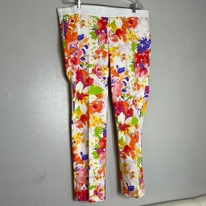 Ralph Lauren plus size brightly colored floral up-cycled elastic waist pants